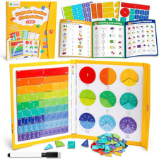 Large Magnetic Fraction Demonstration Book Tiles Circles Set with Dry Erase Card