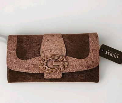 NWT GUESS Restoration wallet & checkbook cover Brown Mocha