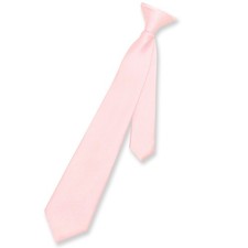 Vesuvio Napoli Boys CLIP-ON NeckTie Solid PINK Color Youth Neck Tie
