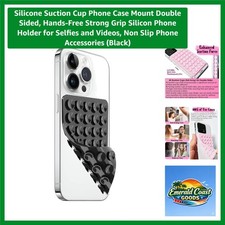 Double-Sided Silicone Suction Cup Phone Holder for Videos  Selfies - Black