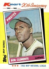 1982 Topps Kmart 20th Anniversary AL & NL MVP's #10 Bob Clemente