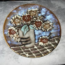 Linon Studio Pottery Wall Platter 16.5" Sunflowers Vintage Tuscan