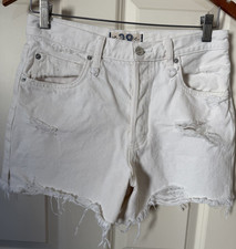 We The Free People White Jean Shorts Cut Off White Jean Y2K Size 28 Women