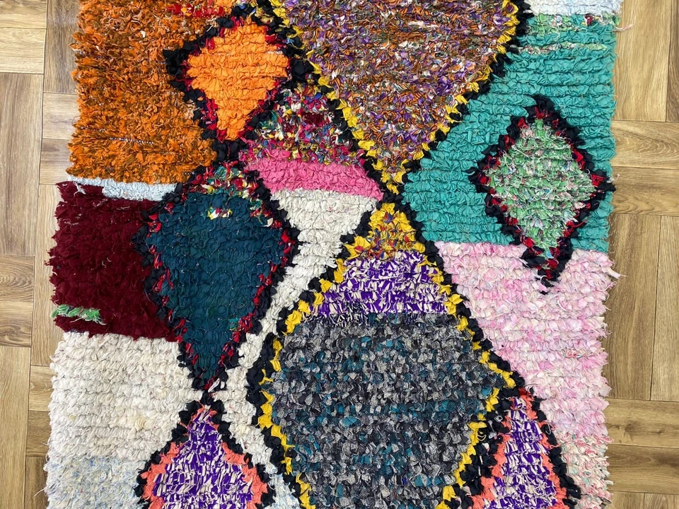 Alfombra bereber vintage de lana marroquí, alfombra bereber tejida a mano, decoración boho del hogar, 3x8 pies Foto 4 de 4