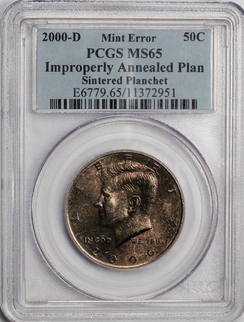 2000 D PCGS MS65 Improperly Annealed Planchet Kennedy Half Dollar
