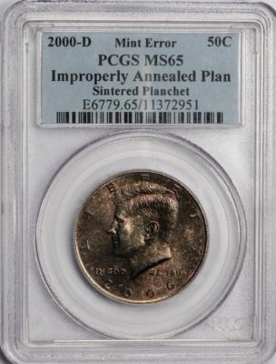 2000 D PCGS MS65 Improperly Annealed Planchet Kennedy Half Dollar
