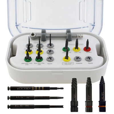 Dental Implant Fixture Broken Screw Remove Kit Removal Drill Tap Bar Universal