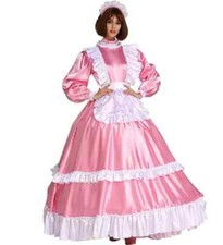 Girl Maid Sissy Lockable Pink Satin Dress cosplay costumes Tailor-made