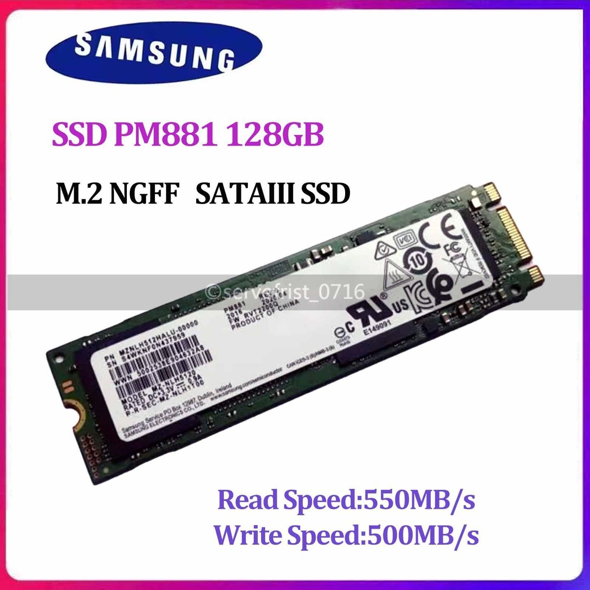 Samsung PM881 128GB 2280 M.2 Solid State Drive NGFF SATA SSD