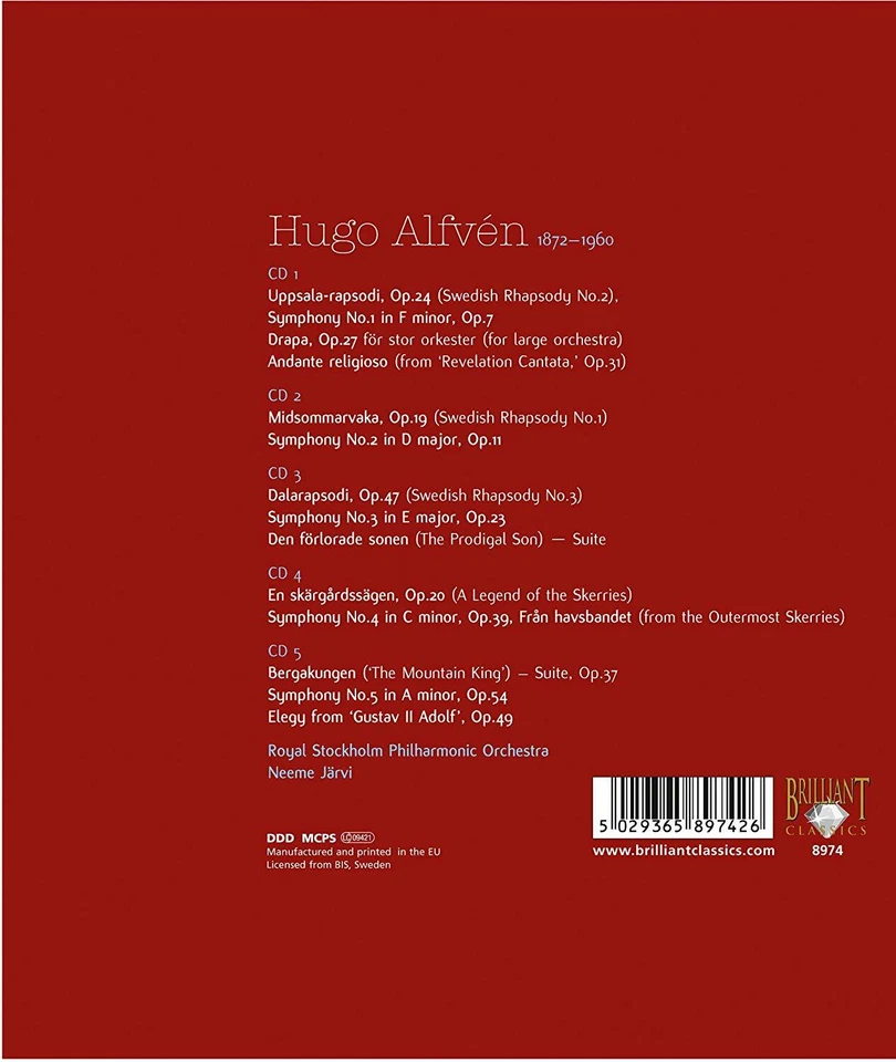 Alfvén: Complete Symphonies (2008) Royal Stockholm Philharmonic Orchestra NEW!! - Image 2 of 2