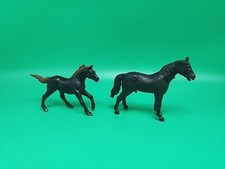 Vintage Horse Dollhouse Miniature Toy Plastic Mini Figure Black Western Cowboy