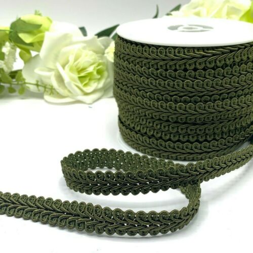 Olive green 15mm scrolled gimp braid upholstery trim sewing home decor khaki 5/8 - Picture 1 of 7