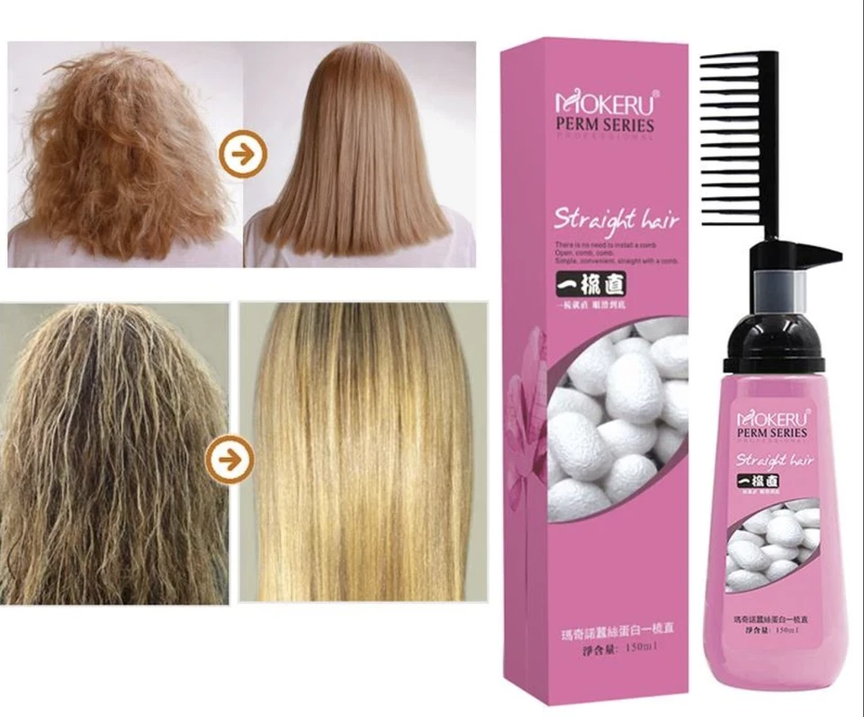 Crema alisadora suave para cabello Mokeru crema nutritiva para cabello liso PERM Foto 2 de 4