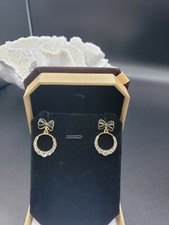 U.S.Seller Silver Fashion Earrings Black Bow