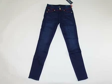 True Religion Women's Jennie Curvy Skinny Jeans Size 25 Hidden Moon Red Piping