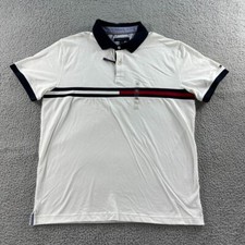 NEW Tommy Hilfiger Polo Shirt Mens Extra Large White Slim Fit The Flex Flag Logo