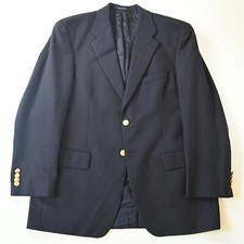 Chaps Ralph Lauren 42R Navy Gold Button 100 Wool Mens Blazer Jacket Sport Coat