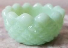 Salt Cellar Dip - English Hobnail Pattern - Jade Jadeite Jadite Green Glass USA