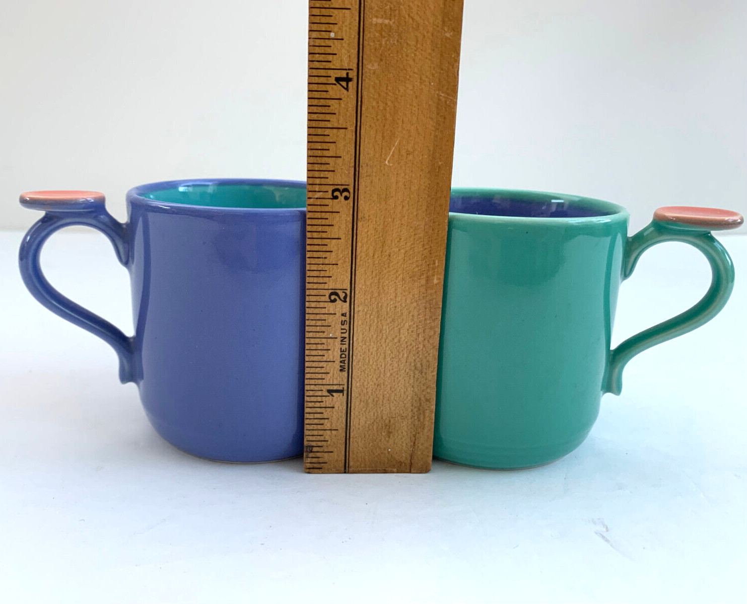 1980s Lindt-Stymeist Colorways Child Mugs x2 Children Thumbprint Vintage RARE