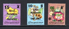 R5067 Guyane 1982 Scout ÉMIS EN SURCHARGE 3v. MNH