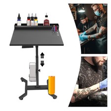 Portable Salon Table Station Height Adjustable Mobile Trolley Tattoo Work Cart