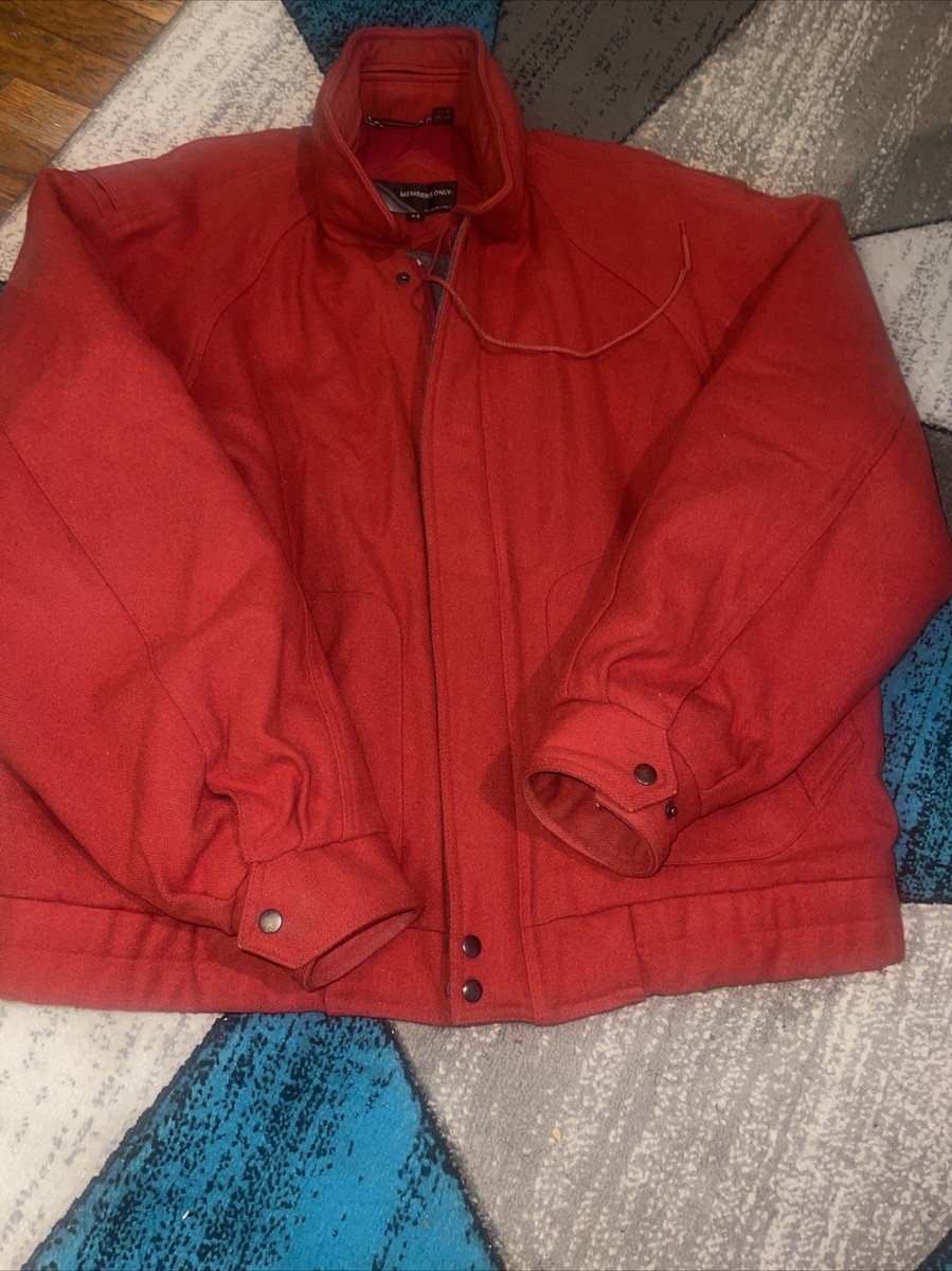 MEMBERS ONLY WOOL JACKET Dark Red Coat Bomber Sz 44 Vintage