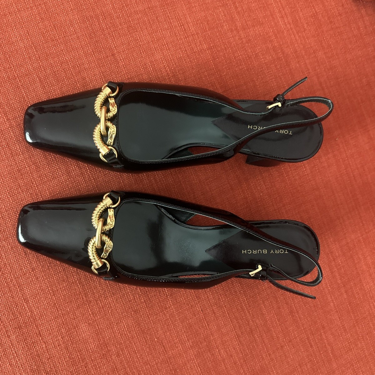 Tory Burch JESSA HEELED SLINGBACK In Black Patent Leather US