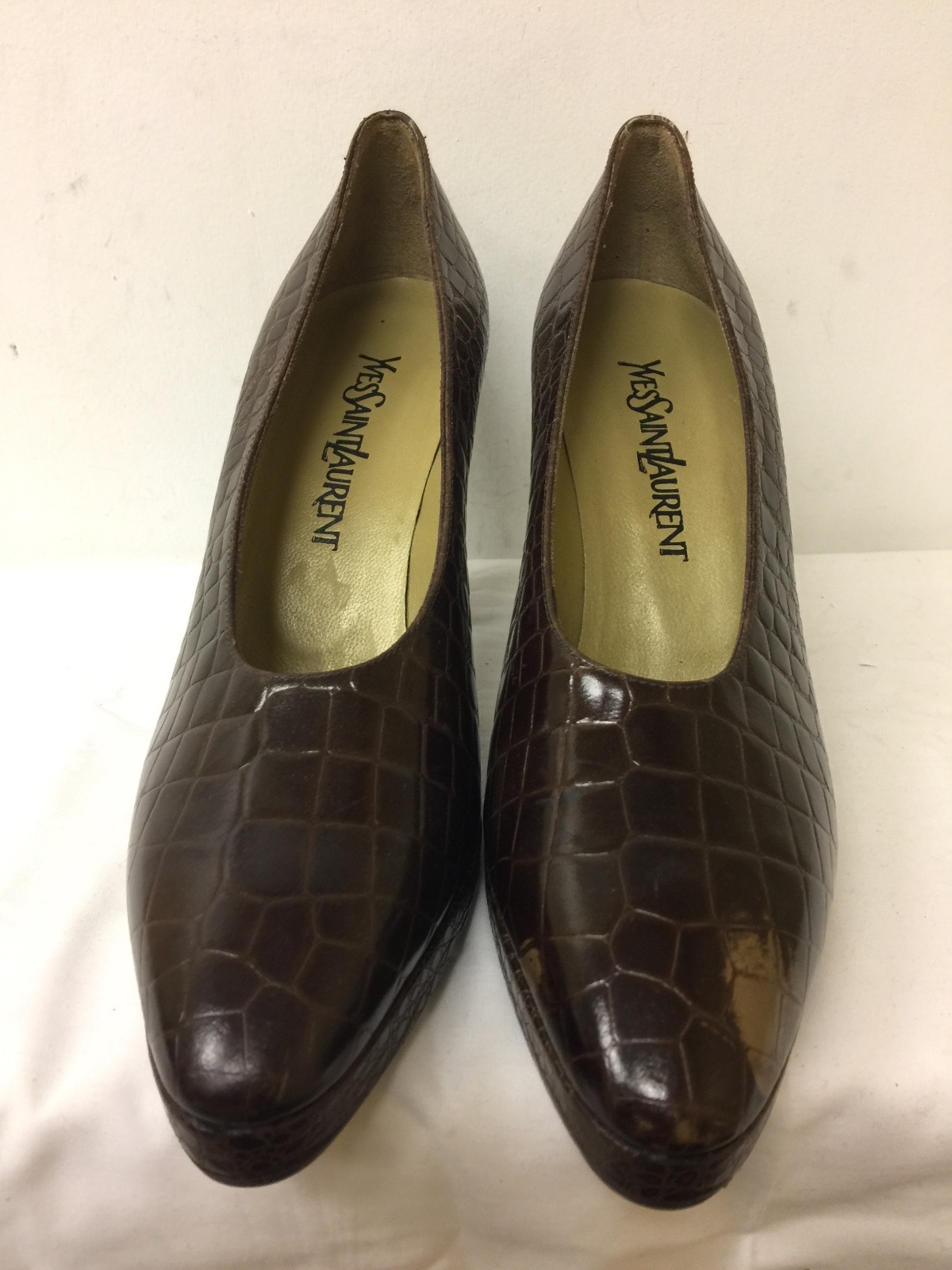 YSL Yves Saint Laurent decolte donna marroni classiche taglia 8M