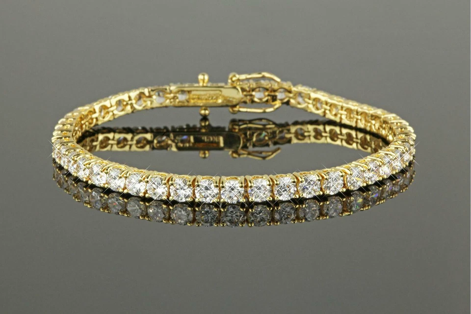 Damenarmband 4 mm Zirkonia 750 Gold 18 Karat vergoldet Luxus B1029-2L - Bild 3 von 4