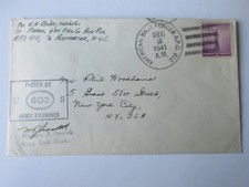 1941 Army Postal Service APO Cover Passed by Army Censor Examiner 