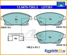 Brake pad set, disc brake ATE ceramic ATE 13.0470-7263.2