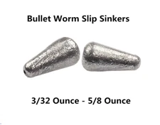 20 Pcs Bullet Worm Slip Sinkers Bass Fishing Weights