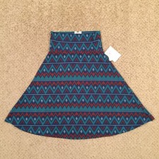 LuLaRoe Azure Skirt Small Blue Geometric Knee Length Unlined Pull On New