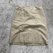 To the Max Skirt Womens 8 Beige Khaki Straight Pencil Buttons Belt Loops Knee