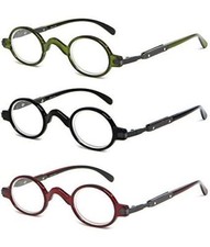 Calabria R314 3 PACK Unisex Professor Oval Reading Glasses BLACK,RED,GREEN 2.25