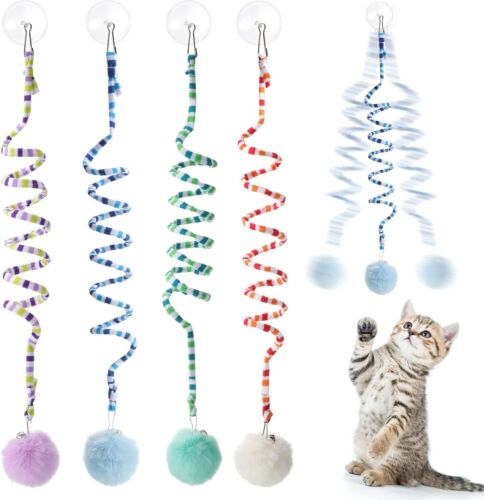 Woanger 4 Pcs Cat Spring Toys Hanging Toy Door Interactive Cat...