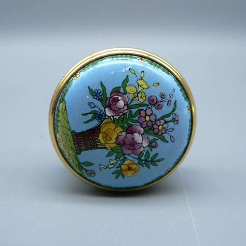HALCYON DAYS ENAMELS BOX VASE & BOUQUET FLOWERS PILL BOXED LEAFLET SCREW TOP 3CM - Picture 8 of 15