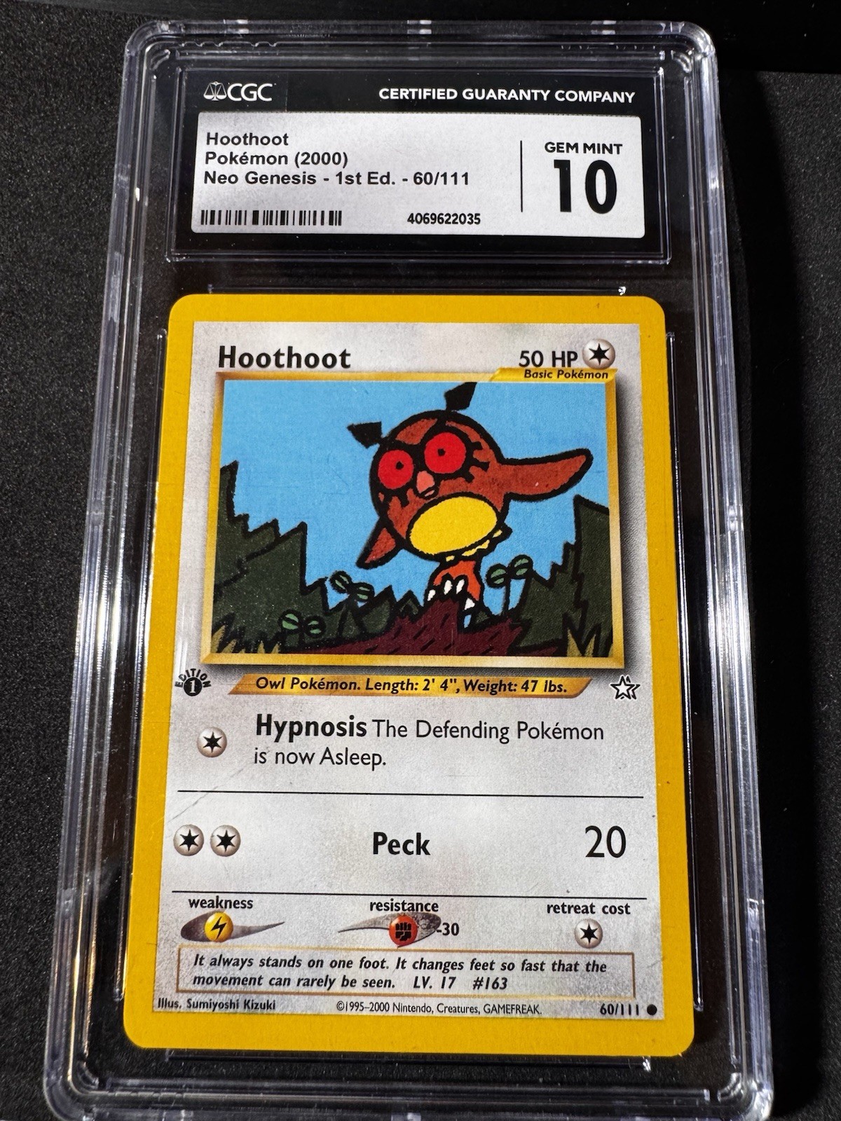 Hoothoot 60/111 Neo Genesis Regular 1st Edition Pokemon Card Cgc 10