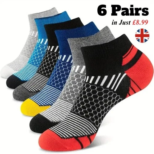 6 Pairs Trainer Socks Mens Ankle Liner Invisible Low Cut Sports Socks 6-11 UK