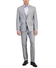 Perry Ellis Portfolio Mens Modern fit 2 Piece Suit 43 R Pants 36 / 32 Light Gray