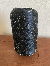 Fancy Cone Yarn Black Gold Sequin Thread Clothes Needlework Glitter 510g 456