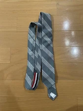 Thom Browne Gray Stripe Tie Tricolor Accents Made in USA Used
