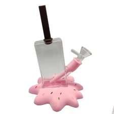 7 inch Ice Cream Hookah Silicone & Glass Water Pipe Shisha Bubbler Bong Pink US