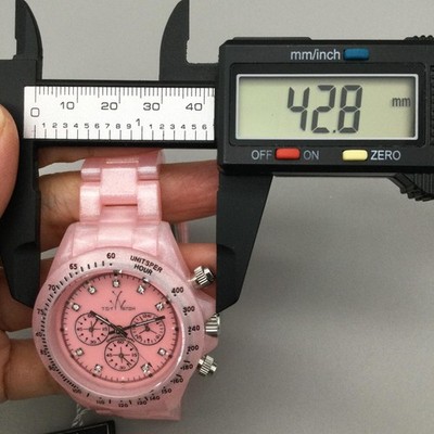 ToyWatch Pink Crystal Bezel Chronograph Watch Needs New Battery ToyWatch Womens Watch 43mm Pink Chronograph Resin Diamond  main image 2