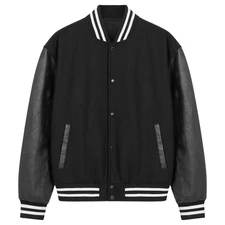 Men Varsity Letterman Jacket – Red Wool with White Leather Sleves Vintage Bomber