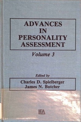 Advances in Personality Assessment: Volume 3. Butcher, James N.: