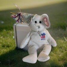 Ty “APRIL”  Beanie Babies Bear The Birthday Beanies Collection 2002