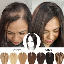 Clip in Real Remy Human Hair One Piece Topper Hairpiece Free/Middle/Side Part