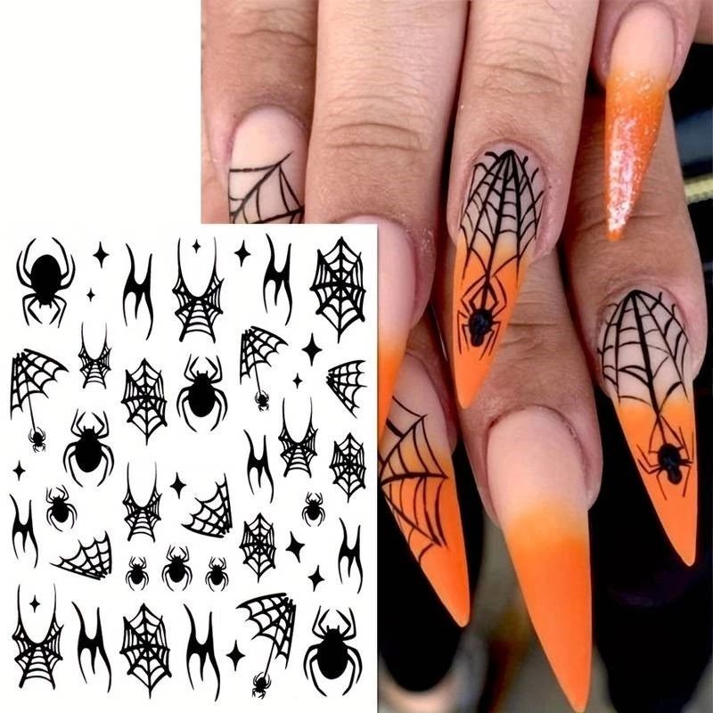 Halloween Nail Art Stickers Decals transfers Spiders Web Spider JO2495