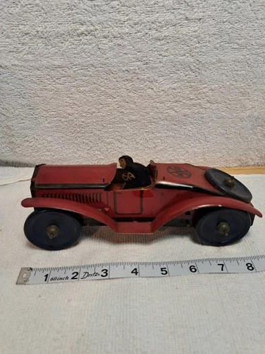 Marx Tin Toy Racer Vintage Wind up Coupe Race Car Wind Up Works Great Condition!